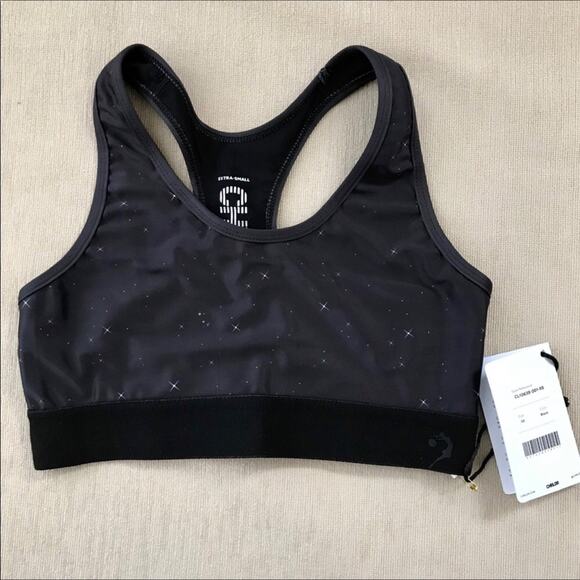 CHRLDR NWT Sports Bra Night Stars Racerback Print Black & White XS - Picture 2 of 5